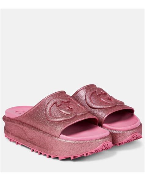 gucci slides pink fluffy|Gucci slides for women pink.